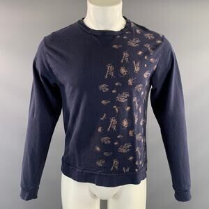 RUDE Size M Blue Brown Bug Crew Neck Pullover